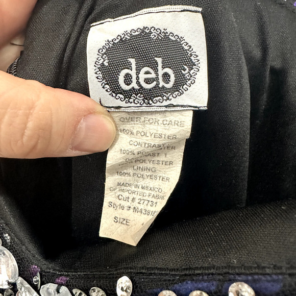 Vintage Y2K Ded Mini Prom Dress Juniors 13/14 Beaded Gem Chiffon 80s HOCO Glam - Picture 3 of 9